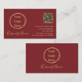 Moderne minimalistische terracotta QR-code Visitekaartje (Voorkant / Achterkant)