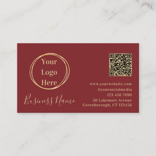 Moderne minimalistische terracotta QR-code Visitekaartje (Voorkant)