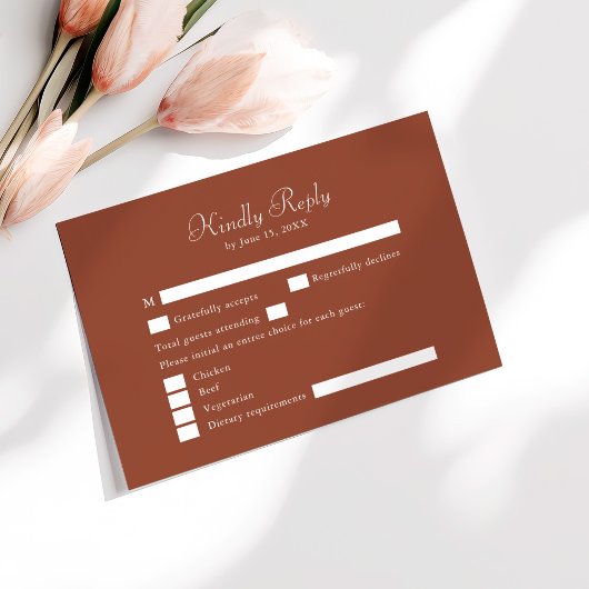Moderne Minimalistische Terracotta RSVP Kaart