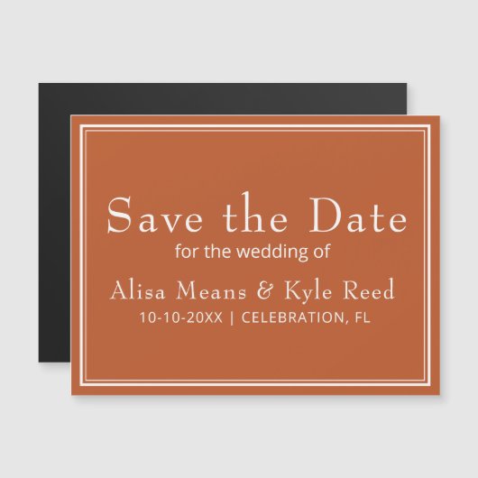 Moderne Minimalistische Terracotta Save the Date M (Voorkant / Achterkant)
