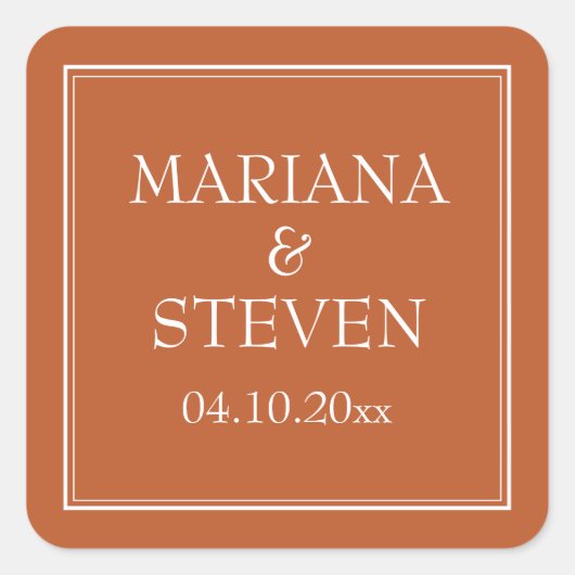 Moderne minimalistische terracotta vierkante Stick Sticker (Voorkant)