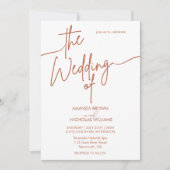 Moderne minimalistische terracotta witte bruiloft kaart (Voorkant)