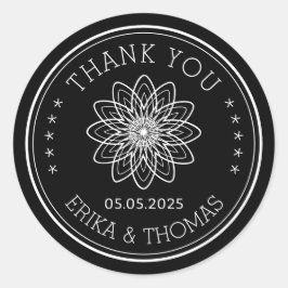 Moderne minimalistische Thank You-lijn kunst Bloem Ronde Sticker