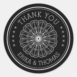 Moderne minimalistische Thank You lijnenkunst Bloe Ronde Sticker