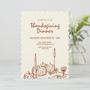 Moderne minimalistische Thanksgiving-dineruitnodig Kaart