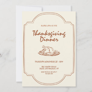 Moderne minimalistische Thanksgiving-dineruitnodig Kaart
