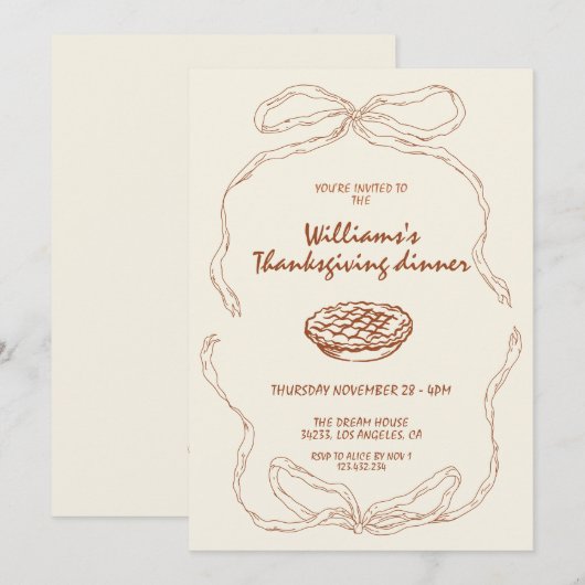 Moderne minimalistische Thanksgiving-dineruitnodig Kaart (Voorkant / Achterkant)