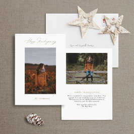 Moderne minimalistische Thanksgiving fotokaart Feestdagenkaart