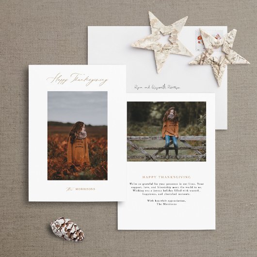 Moderne minimalistische Thanksgiving fotokaart Feestdagenkaart