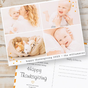 Moderne, minimalistische Thanksgiving voor aangepa Feestdagenkaart