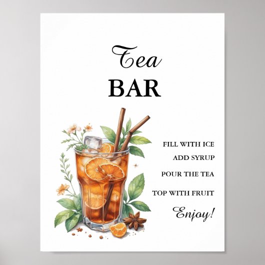 Moderne minimalistische theebar Zomer Verjaardag t Poster (Voorkant)