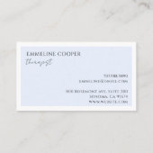 Moderne minimalistische therapeut Pastel Blue Visitekaartje (Achterkant)