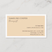 Moderne minimalistische therapeut Peach Cream Visitekaartje (Achterkant)