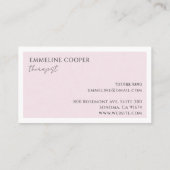 Moderne minimalistische therapeut roze visitekaartje (Achterkant)