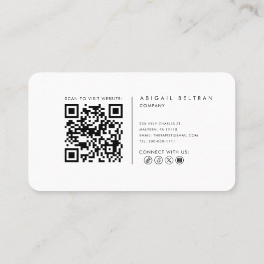 Moderne minimalistische therapeut visitekaartje (Achterkant)