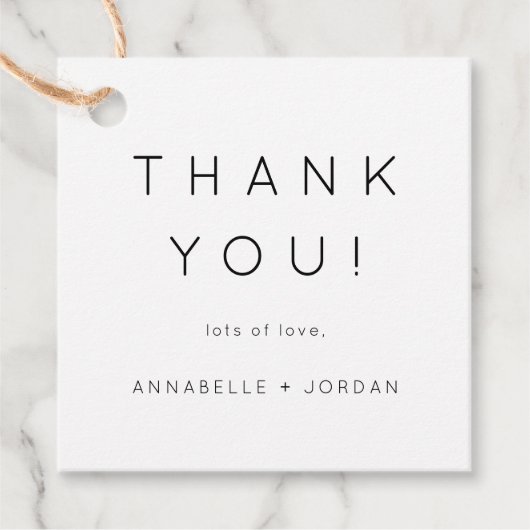 Moderne minimalistische tijdloze bruiloft bedankt bedankjes labels (Voorkant)