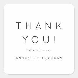 Moderne minimalistische tijdloze bruiloft bedankt vierkante sticker