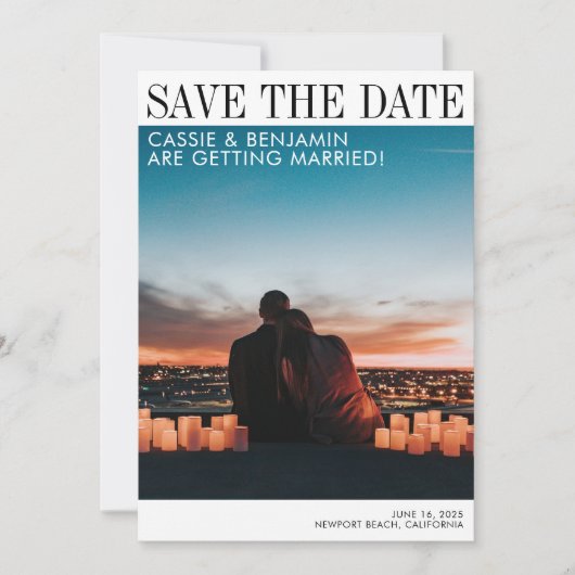 Moderne Minimalistische Tijdschriftstijl Save The Date (Voorkant)