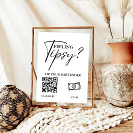 Moderne minimalistische tip uw bartender trouwbord poster