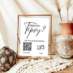 Moderne minimalistische tip uw bartender trouwbord poster
