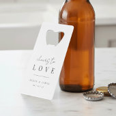 Moderne Minimalistische Toast Op De Liefde Bruilof Creditkaart Flessenopener