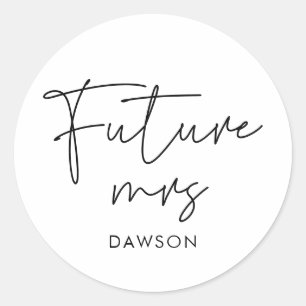 Moderne minimalistische toekomstige mevrouw gepers ronde sticker