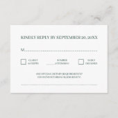 Moderne minimalistische traditionele groene RSVP Informatiekaartje (Voorkant)