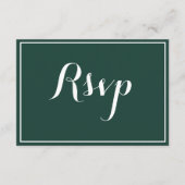 Moderne minimalistische traditionele groene RSVP Informatiekaartje (Achterkant)