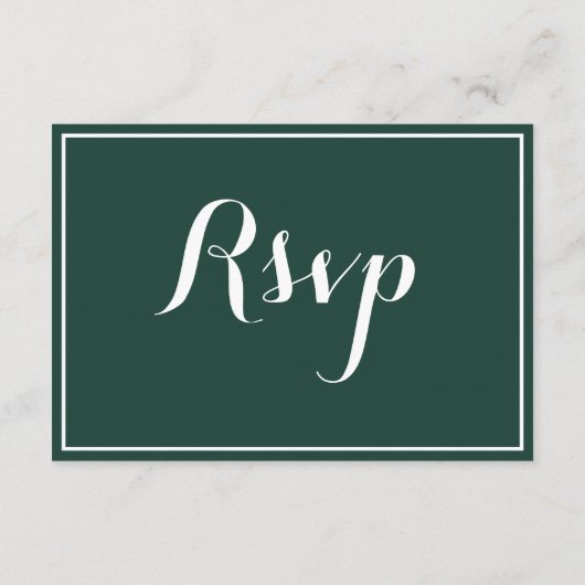 Moderne minimalistische traditionele groene RSVP Informatiekaartje (Achterkant)