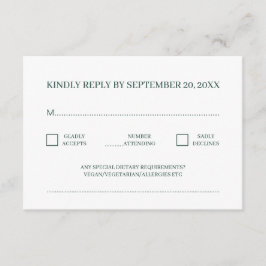 Moderne minimalistische traditionele groene RSVP Informatiekaartje