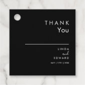 Moderne minimalistische traditionele zwarte bruilo bedankjes labels (Voorkant)