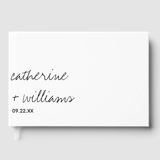 Moderne minimalistische traditionele zwarte bruilo gastenboek (Voorkant)