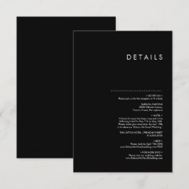 Moderne minimalistische traditionele zwarte bruilo informatiekaartje