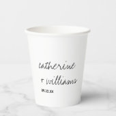 Moderne minimalistische traditionele zwarte bruilo papieren bekers (Voorkant)