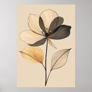 Moderne Minimalistische Transparante Beige & Goude Poster