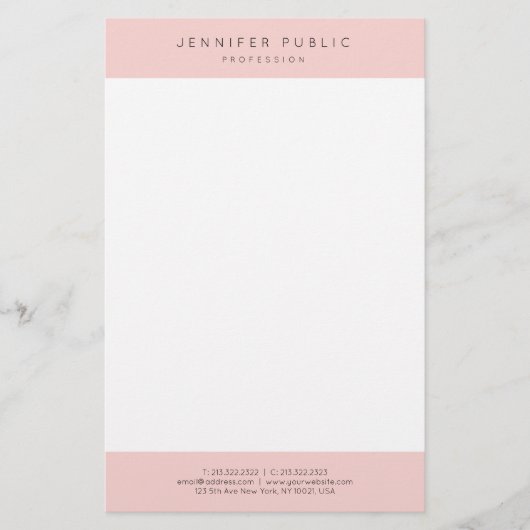 Moderne minimalistische trendy elegante blush roze briefpapier (Voorkant)