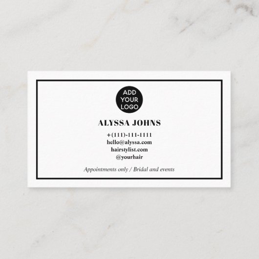 Moderne, minimalistische trendy haarstylist foto-l visitekaartje (Achterkant)