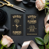 Moderne minimalistische trendy zwart gouden rozen  visitekaartje