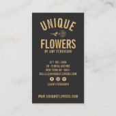 Moderne minimalistische trendy zwart gouden rozen  visitekaartje (Achterkant)