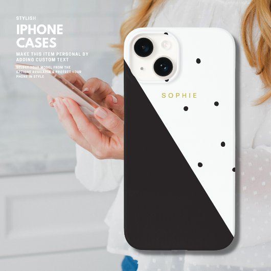 Moderne minimalistische trendy zwart-wit polka dot Case-Mate iPhone case