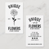 Moderne minimalistische trendy zwart wit roos visitekaartje (Voorkant / Achterkant)