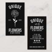 Moderne minimalistische trendy zwart wit roos visitekaartje (Voorkant / Achterkant)