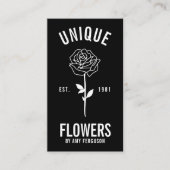 Moderne minimalistische trendy zwart wit roos visitekaartje (Voorkant)