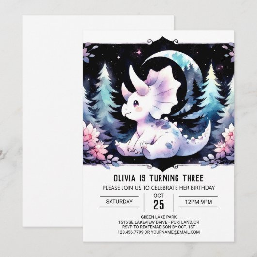 Moderne minimalistische Triceratops Verjaardag Kaart (Voorkant / Achterkant)