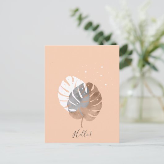 Moderne minimalistische tropische bladeren illustr briefkaart (Staand voorkant)