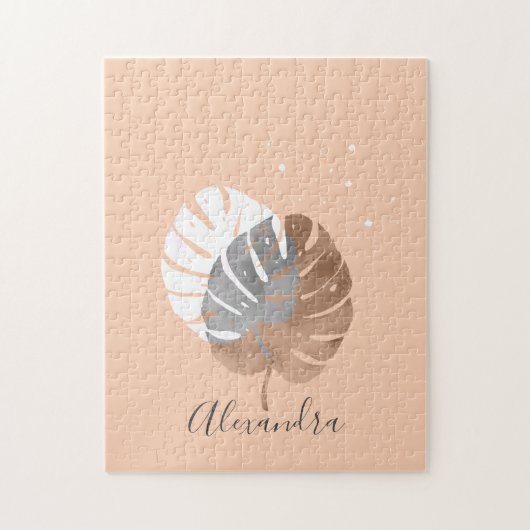 Moderne minimalistische tropische bladeren illustr legpuzzel (Verticaal)