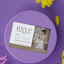 Moderne Minimalistische Trouw-RSVP-Kaart met Foto