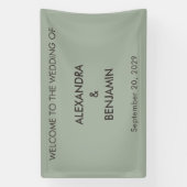 Moderne Minimalistische Trouw | Saliegroen Spandoek (Verticaal)