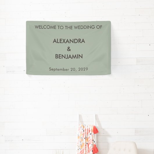Moderne Minimalistische Trouw | Saliegroen Spandoek (Insitu)
