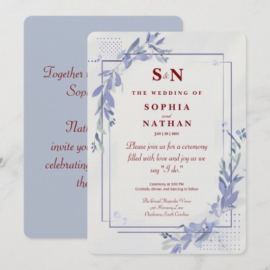 Moderne Minimalistische Trouw Uitnodiging (Voorkant / Achterkant)